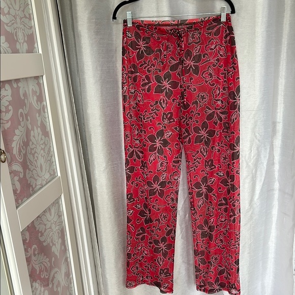 Vintage 90’s Floral Red Women's Pants - Picture 1 of 7